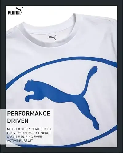 PUMA Boys futbolkasi - O'g'il bolalar uchun mushuk logotipi tushirilgan futbolka - Atletik dumaloq bo'yinli qisqa yengli futbolka (S-XL) - 3