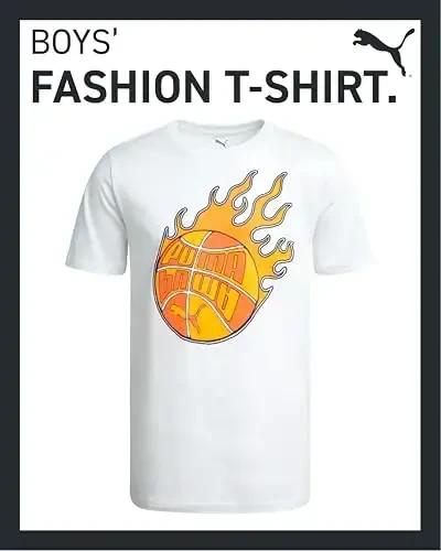 PUMA Boys futbolkasi - O'g'il bolalar uchun mushuk logotipi tushirilgan futbolka - Atletik dumaloq bo'yinli qisqa yengli futbolka (S-XL) - 2