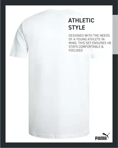 PUMA Boys futbolkasi - O'g'il bolalar uchun mushuk logotipi tushirilgan futbolka - Atletik dumaloq bo'yinli qisqa yengli futbolka (S-XL) - 5