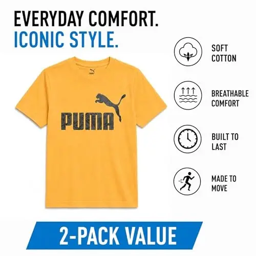 PUMA Boys futbolkasi - O'g'il bolalar uchun mushuk logotipi tushirilgan futbolka - Atletik dumaloq bo'yinli qisqa yengli futbolka (S-XL) - 3