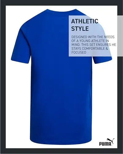 PUMA Boys futbolkasi - O'g'il bolalar uchun mushuk logotipi tushirilgan futbolka - Atletik yumaloq bo'yinli qisqa yengli futbolka (S-XL) - 5
