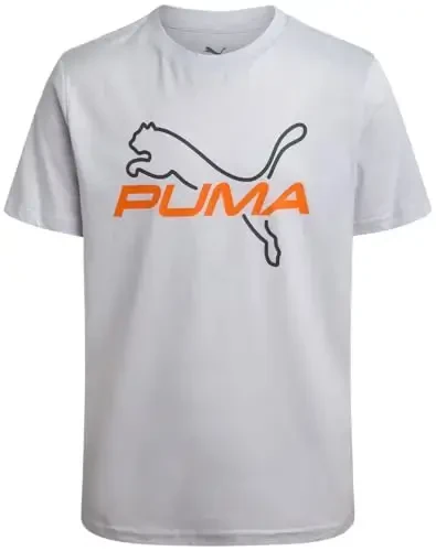 PUMA Boys futbolkasi - O'g'il bolalar uchun mushuk logotipi tushirilgan futbolka - Atletik yumaloq bo'yinli qisqa yengli futbolka (S-XL) - 1