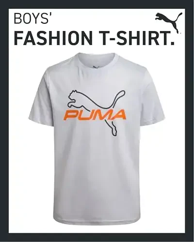 PUMA Boys futbolkasi - O'g'il bolalar uchun mushuk logotipi tushirilgan futbolka - Atletik yumaloq bo'yinli qisqa yengli futbolka (S-XL) - 2