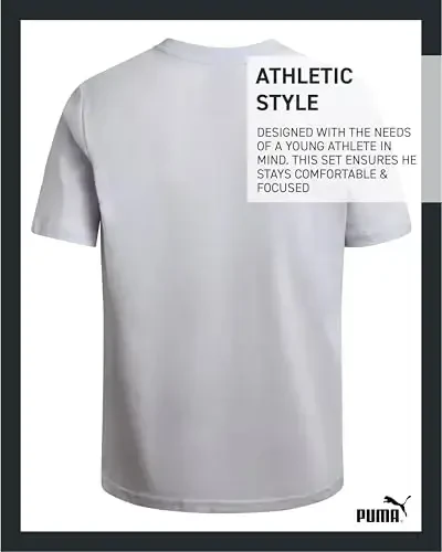 PUMA Boys futbolkasi - O'g'il bolalar uchun mushuk logotipi tushirilgan futbolka - Atletik yumaloq bo'yinli qisqa yengli futbolka (S-XL) - 5