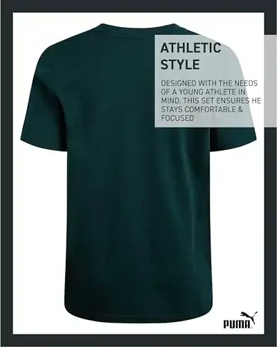 PUMA Boys futbolkasi - O'g'il bolalar uchun mushuk logotipi tushirilgan futbolka - Atletik yumaloq bo'yinli qisqa yengli futbolka (S-XL) - 5