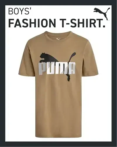 PUMA Boys futbolkasi - O'g'il bolalar uchun mushuk logotipli futbolka - Atletik dumaloq bo'yinli qisqa yengli futbolka (S-XL) - 2