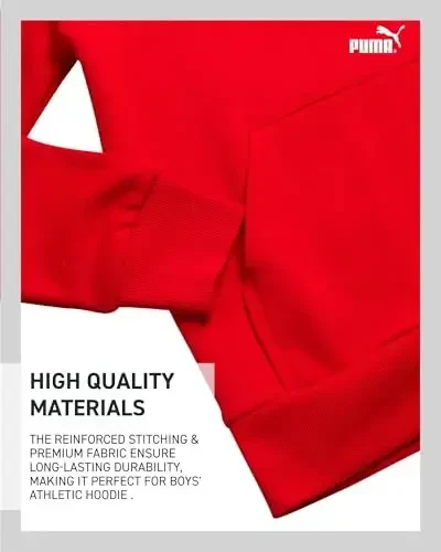PUMA Boys Hoodie - Fleece Pullover Athletic Sweatshirt bilan Kangaroo cho'ntaklari - O'g'il bolalar uchun Performance Hoodie (O'lchamlari: 8-20) - 4