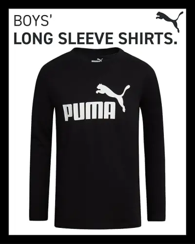 PUMA Boys' Long Sleeve Athletic Crewneck T-Shirt - 3