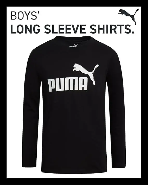 PUMA Boys' Long Sleeve Athletic Crewneck T-Shirt - 3