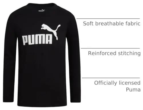 PUMA Boys' Long Sleeve Athletic Crewneck T-Shirt - 4
