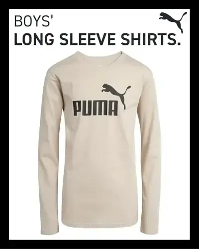 PUMA Boys Long Sleeve Shirts - Breathable Athletic Crewneck Long Sleeve Shirts for Boys - Casual Top Tees (Sizes S-XL) - 2