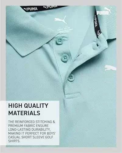 PUMA Boys Polo Shirt - Dry Fit Performance Button Closure Collared Short Sleeve Golf Polo Shirts for Boys (Sizes: 8-20) - 5