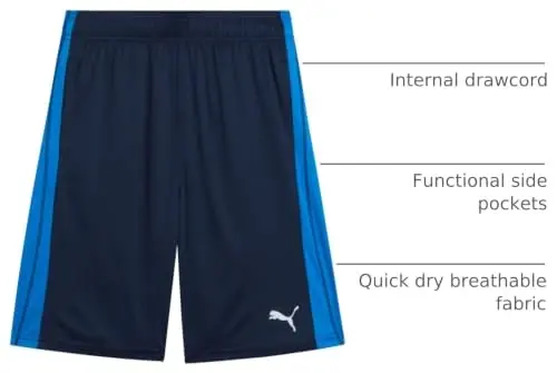 PUMA Boys Quick Dry Interlock Basketball Active Shorts Pockets (Sizes 4-20) | Breathable Performance Fabric, Lightweight Comfortable Fit, Great for Gym, Sports & Everyday Active Play - 4