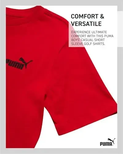 PUMA Boys Shirt - Cotton Crewneck Short Sleeve Active T Shirt for Boys with Logo (Sizes: 8-20) - 5