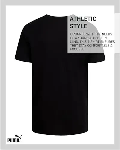 PUMA Boys Shirt - Cotton Crewneck Short Sleeve Active T Shirt for Boys with Logo (Sizes: 8-20) - 6
