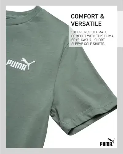 PUMA Boys Shirt - Paxta O-bo'yinli qisqa yengli faol futbolka, logotipli (o'lchamlari: 8-20) - 5