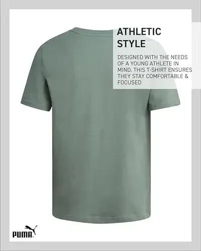 PUMA Boys Shirt - Paxta O-bo'yinli qisqa yengli faol futbolka, logotipli (o'lchamlari: 8-20) - 6