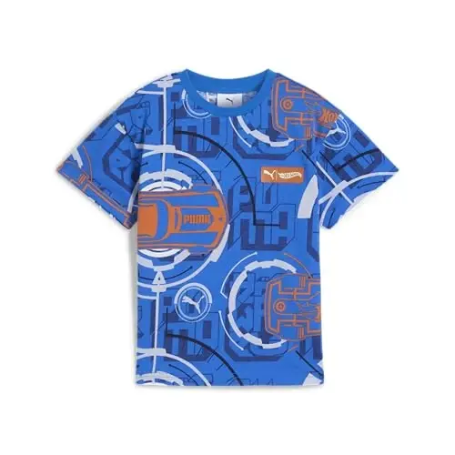 Puma Boys' Short Sleeve Cotton Graphic T-Shirt, Crewneck 