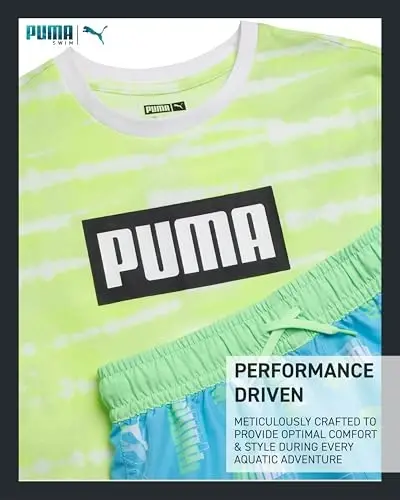 PUMA Boys Swim Set - Bathing Suit Swim Trunks with Matching Basic Short Sleeve T-Shirt - Swimwear Set for Big Boys (8-20) - 3