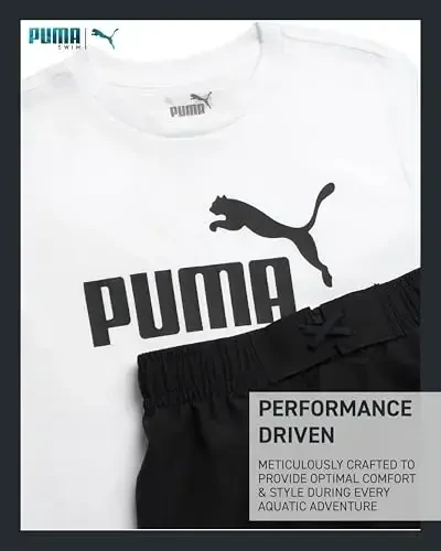 PUMA Boys Swim Set - Cho'milish kostyumi Suv Trunks mos keladigan Asosiy Qisqa Qisma futbolka bilan - Katta o'g'il bolalar uchun suzish kiyimlari to'plami (8-20) - 3
