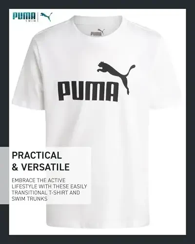 PUMA Boys Swim Set - Cho'milish kostyumi suzish shortiklari mos keladigan asosiy qisqa yengli futbolka bilan - Katta o'g'il bolalar uchun suzish kiyimlari to'plami (8-20) - 4