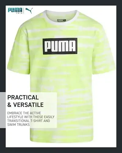 PUMA Boys Swim Set - Cho'milish kostyumi suzish shortiklari mos keladigan oddiy qisqa yengli futbolka bilan - Katta o'g'il bolalar uchun suzish kiyimlari to'plami (8-20) - 4