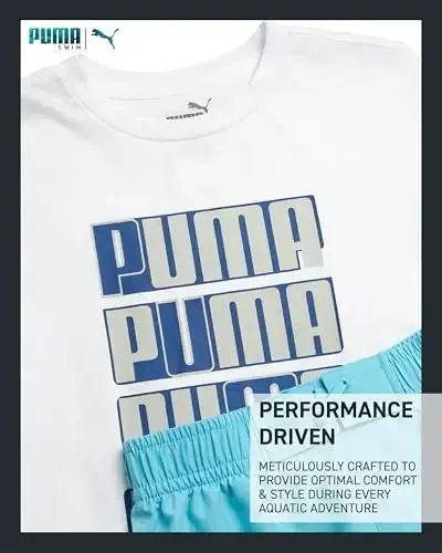 PUMA Boys Swim Set - Cho'milish Kostyumi Suzish Truslari mos keladigan Asosiy Qisqa Yengli Futbolka bilan - Katta Bolalar uchun Suzish Kiyimlari To'plami (8-20) - 3