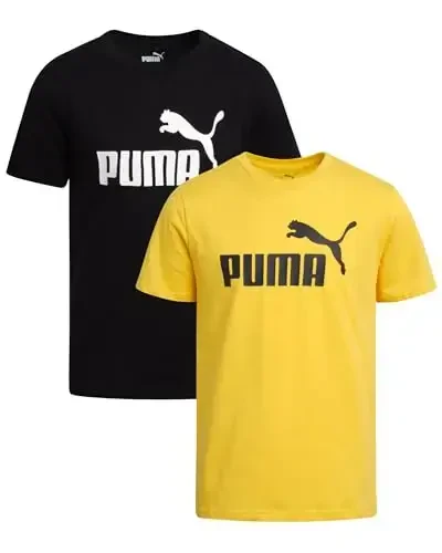 PUMA Boys T-Shirt - 2 Pack Casual Crewneck Short Sleeve Running and Gym Graphic Tee Shirts for Boys with Logo Print (S-XL) - MODAZONE