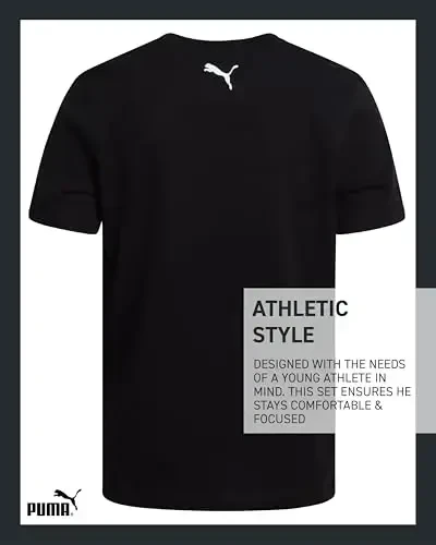 PUMA Boys T-Shirt - 2 Pack Casual Crewneck Short Sleeve Running and Gym Graphic Tee Shirts for Boys with Logo Print (S-XL) - 6