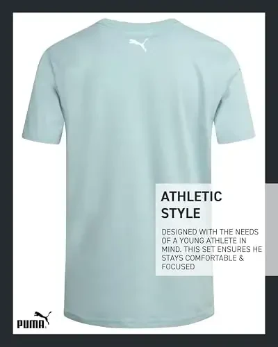 PUMA Boys T-Shirt - 2 Pack Casual Crewneck Short Sleeve Running and Gym Graphic Tee Shirts for Boys with Logo Print (S-XL) - 6