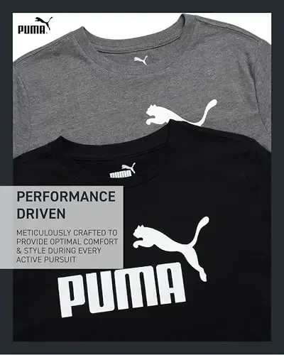 PUMA Boys T-Shirt - 2 Pack Casual Crewneck Short Sleeve Running and Gym Graphic Tee Shirts for Boys with Logo Print (S-XL) - 3