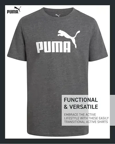 PUMA Boys T-Shirt - 2 Pack Casual Crewneck Short Sleeve Running and Gym Graphic Tee Shirts for Boys with Logo Print (S-XL) - 4