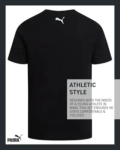 PUMA Boys T-Shirt - 2 Pack Casual Crewneck Short Sleeve Running and Gym Graphic Tee Shirts for Boys with Logo Print (S-XL) - 6