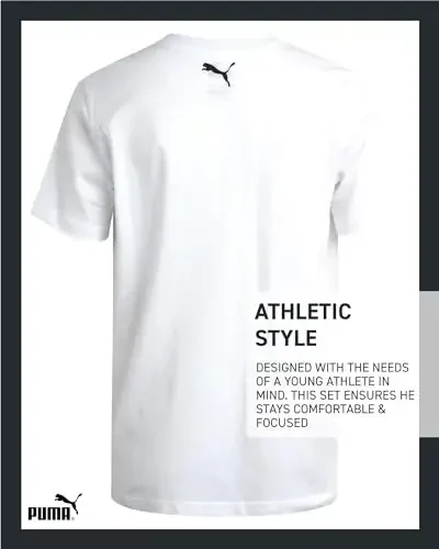 PUMA Boys T-Shirt - 2 Pack Casual Crewneck Short Sleeve Running and Gym Graphic Tee Shirts for Boys with Logo Print (S-XL) - 6