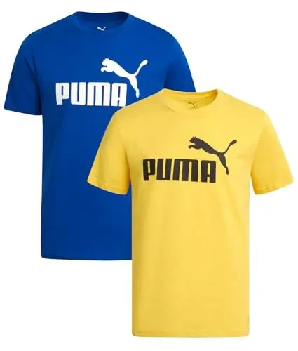 PUMA Boys T-Shirt - 2 Pack Casual Crewneck Short Sleeve Running and Gym Graphic Tee Shirts for Boys with Logo Print (S-XL) - 1