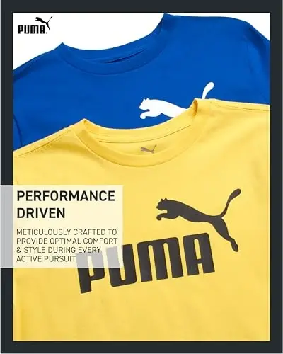 PUMA Boys T-Shirt - 2 Pack Casual Crewneck Short Sleeve Running and Gym Graphic Tee Shirts for Boys with Logo Print (S-XL) - 3