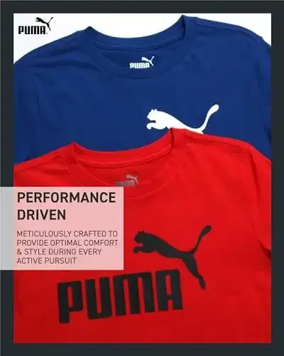 PUMA Boys T-Shirt - 2 Pack Casual Crewneck Short Sleeve Running and Gym Graphic Tee Shirts for Boys with Logo Print (S-XL) - 3