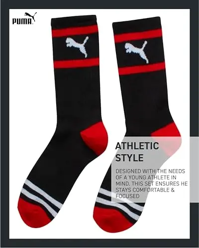 PUMA Boys T-Shirt - 2 Piece Casual Crewneck Short Sleeve Athletic Graphic Tee Shirts for Boys with Matching Socks (S-XL) - 6