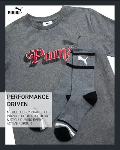 PUMA Boys T-Shirt - 2 Piece Casual Crewneck Short Sleeve Athletic Graphic Tee Shirts for Boys with Matching Socks (S-XL) - 3