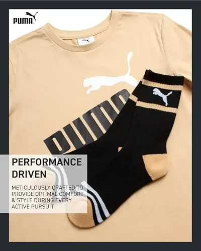 PUMA Boys T-Shirt - 2 Piece Casual Crewneck Short Sleeve Athletic Graphic Tee Shirts for Boys with Matching Socks (S-XL) - 3