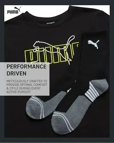 PUMA Boys T-Shirt - 2 Piece Casual Crewneck Short Sleeve Athletic Graphic Tee Shirts for Boys with Matching Socks (S-XL) - 4
