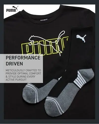 PUMA Boys T-Shirt - 2 Piece Casual Crewneck Short Sleeve Athletic Graphic Tee Shirts for Boys with Matching Socks (S-XL) - 4