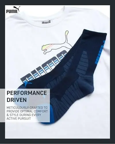 PUMA Boys T-Shirt - 2 Piece Casual Crewneck Short Sleeve Athletic Graphic Tee Shirts for Boys with Matching Socks (S-XL) - 4