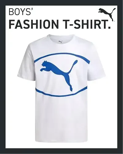 PUMA Boys T-Shirt - Cat Logo T-Shirt for Boys - Athletic Crewneck Short Sleeve Tee (S-XL) - MODAZONE (1)