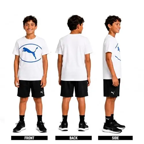 PUMA Boys T-Shirt - Cat Logo T-Shirt for Boys - Athletic Crewneck Short Sleeve Tee (S-XL) 