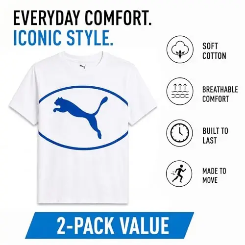 PUMA Boys T-Shirt - Cat Logo T-Shirt for Boys - Athletic Crewneck Short Sleeve Tee (S-XL) - 3