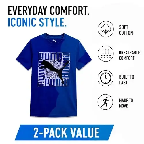 PUMA Boys T-Shirt - Cat Logo T-Shirt for Boys - Athletic Crewneck Short Sleeve Tee (S-XL) - 3