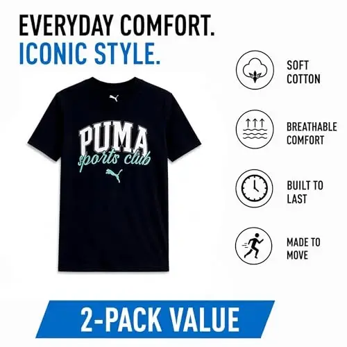 PUMA Boys T-Shirt - Cat Logo T-Shirt for Boys - Athletic Crewneck Short Sleeve Tee (S-XL) - 3
