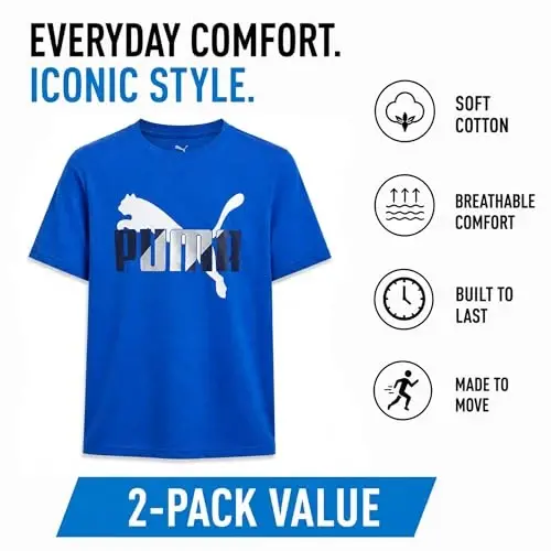 PUMA Boys T-Shirt - Cat Logo T-Shirt for Boys - Athletic Crewneck Short Sleeve Tee (S-XL) - 3