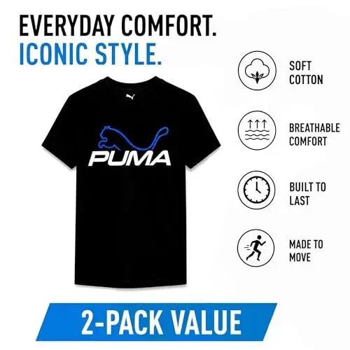 PUMA Boys T-Shirt - Cat Logo T-Shirt for Boys - Athletic Crewneck Short Sleeve Tee (S-XL) - 3